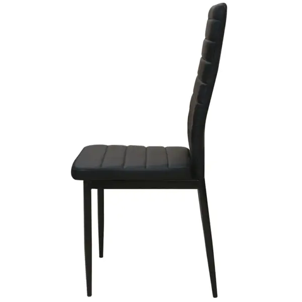 Must 5-osaline söögilaua ja toolide komplekt, karastatud klaasist lauaplaat, kunstnahast toolid, laud 70 x 70 cm - 5