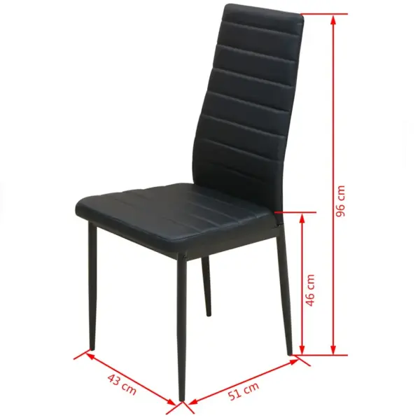 Must 5-osaline söögilaua ja toolide komplekt, karastatud klaasist lauaplaat, kunstnahast toolid, laud 70 x 70 cm - 8