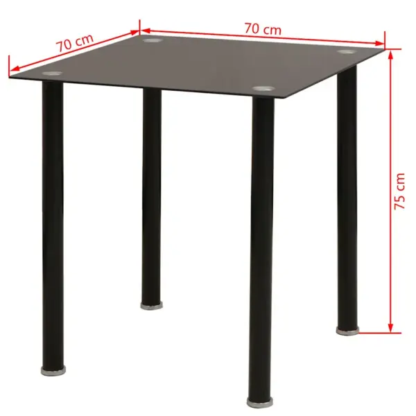 Must 5-osaline söögilaua ja toolide komplekt, karastatud klaasist lauaplaat, kunstnahast toolid, laud 70 x 70 cm - 9