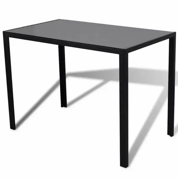Must 5-osaline söögitoa komplekt klaaslaua ja kunstnahast toolidega – 3