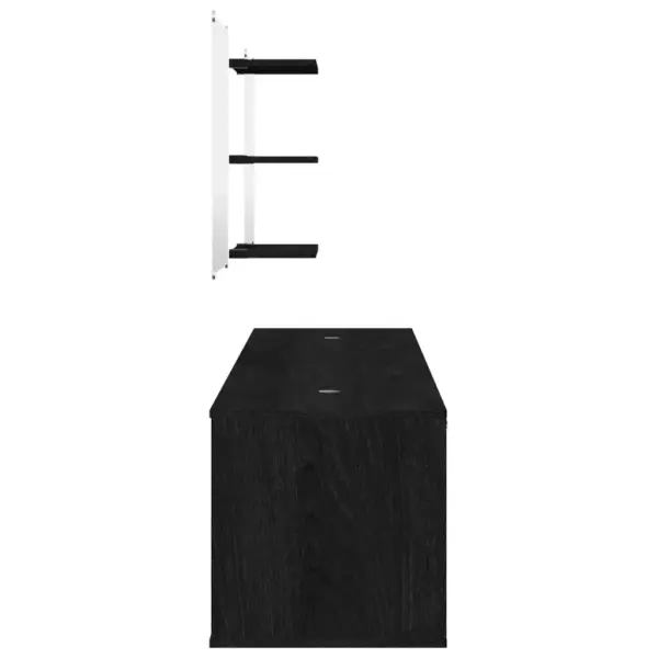 6-osaline must vannitoamööbli komplekt, seinale kinnitatav valamukapp 180 x 45 x 45 cm, riiulid ja peeglid, tehispuit - 5