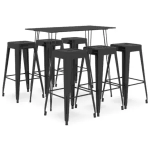 7-osaline must baarikomplekt MDF-lauaga ja metallpukkidega, laud 120 x 60 x 105 cm