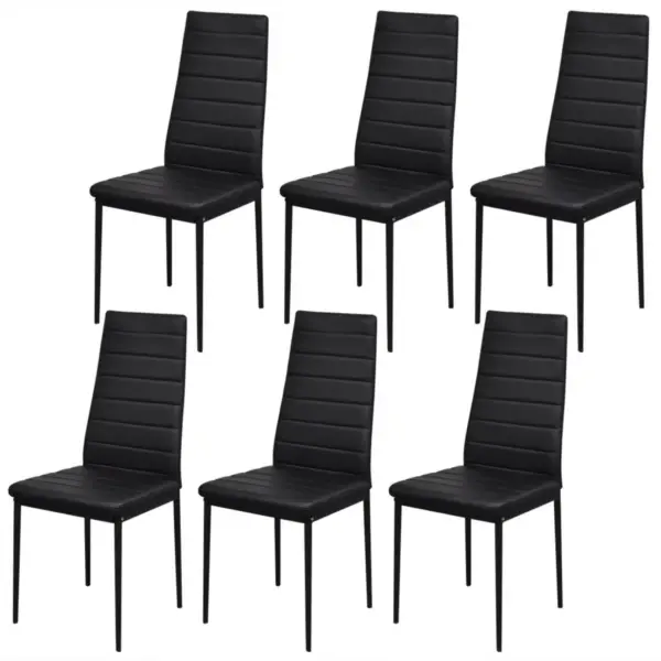 Must 7-osaline söögitoakomplekt klaaslaua ja kunstnahast toolidega – 4