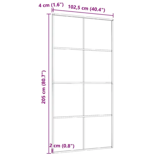 Liuguks turvaklaasiga, must alumiiniumraam, 102,5 x 205 cm – 6
