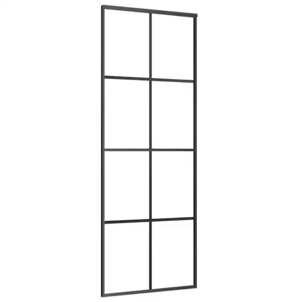 Must alumiiniumraamiga liuguks matistatud turvaklaasiga, 76 x 205 cm – 2