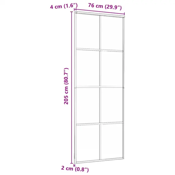 Must alumiiniumraamiga liuguks matistatud turvaklaasiga, 76 x 205 cm – 6