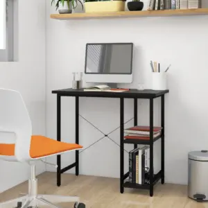 Must arvutilaud MDF-plaadi ja metallraamiga, 80 x 40 x 72 cm