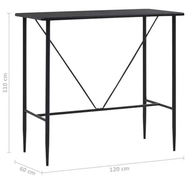 Must baarilaud PVC-kattega MDF lauaplaadiga, metalljalgadel, 120 x 60 x 110 cm - 6