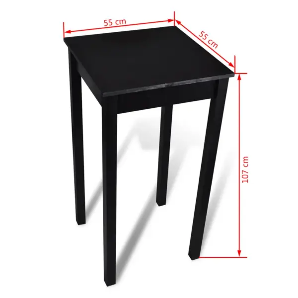 Must baarilaud ja 2 baaritooli komplekt, MDF lauaplaat, puidust jalad - 7