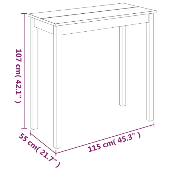 Baarilaud musta MDF lauaplaadi ja männipuidust jalgadega, 115 x 55 x 107 cm - 6