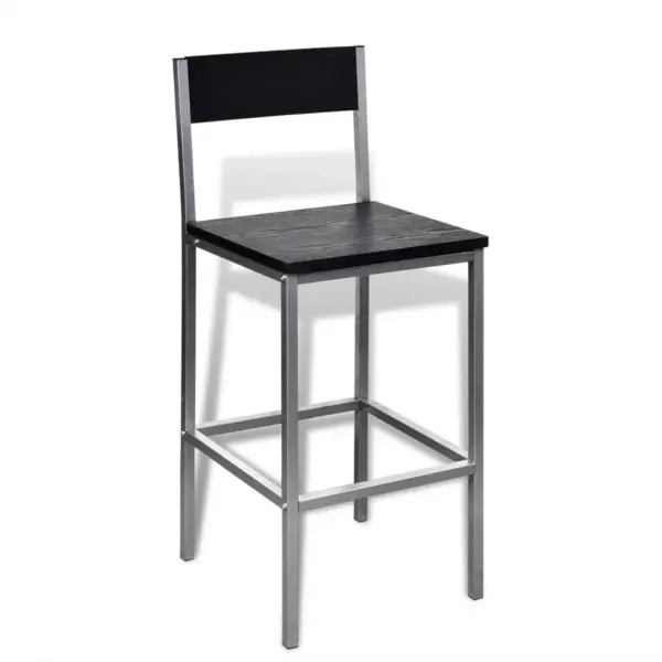 Must baarimööbli komplekt kõrge laua ja 2 tooliga, terasraam ja MDF, laud 89 x 45 x 100 cm - 3