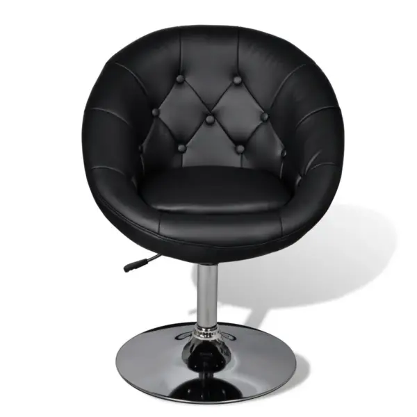 Ümar Chesterfield-klubitool, must kunstnahk, kroomitud terasraamil, reguleeritava kõrgusega, 59 x 58 x 78–94 cm – 3
