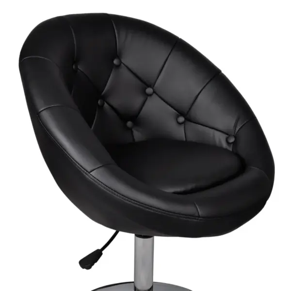 Ümar Chesterfield-klubitool, must kunstnahk, kroomitud terasraamil, reguleeritava kõrgusega, 59 x 58 x 78–94 cm – 4
