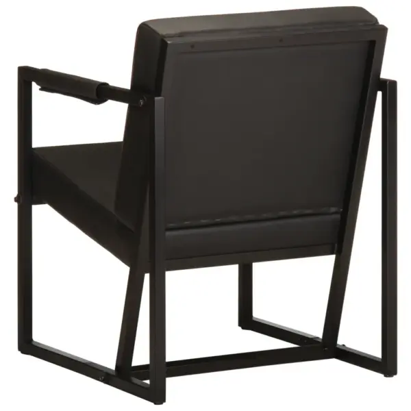Must ehtsast nahast tugitool pulbervärvitud terasraamiga, 55 x 62 x 75 cm – 4