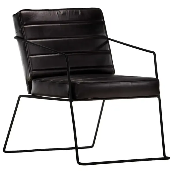 Must ehtsast nahast tugitool pulbervärvitud terasraamiga, 52 x 70 x 71 cm – 11