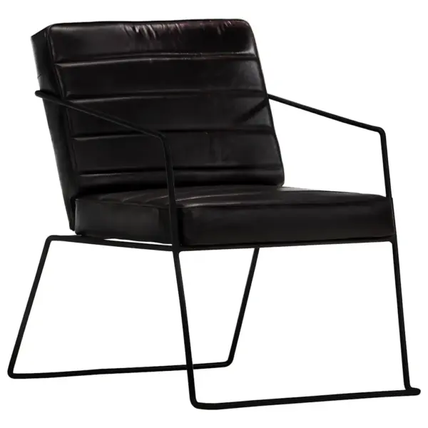 Must ehtsast nahast tugitool pulbervärvitud terasraamiga, 52 x 70 x 71 cm – 12