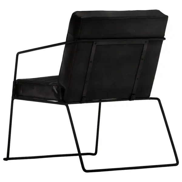 Must ehtsast nahast tugitool pulbervärvitud terasraamiga, 52 x 70 x 71 cm – 3