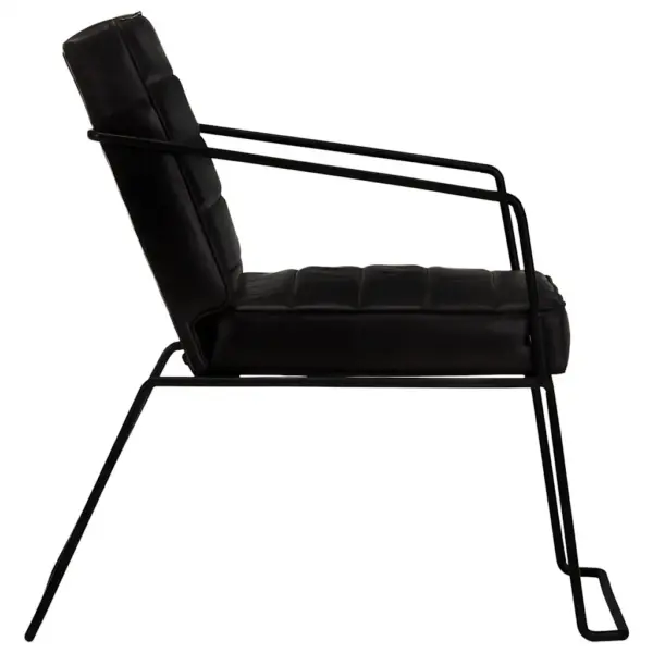 Must ehtsast nahast tugitool pulbervärvitud terasraamiga, 52 x 70 x 71 cm – 4