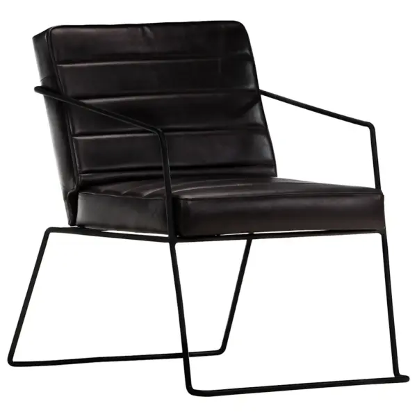 Must ehtsast nahast tugitool pulbervärvitud terasraamiga, 52 x 70 x 71 cm – 10