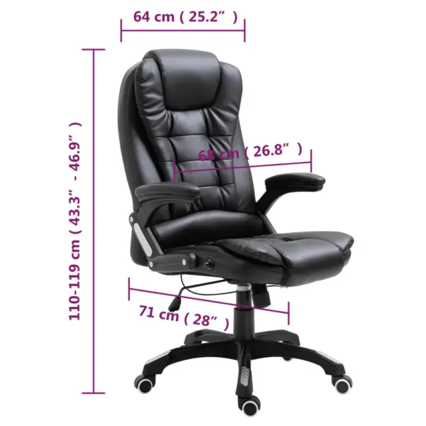 Ergonoomiline must kontoritool kunstnahast, kõrge seljatoe ja reguleeritava kõrgusega – 10