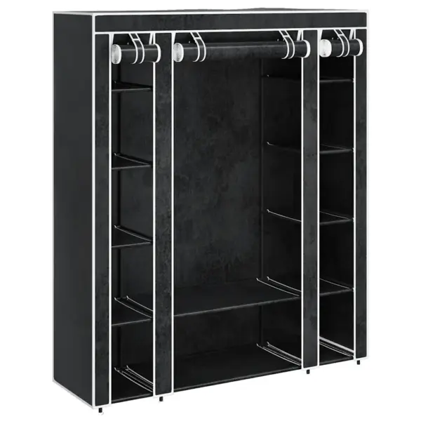 Kangast riidekapp sektsioonide ja riputustorudega, must, 45 x 150 x 176 cm – 3