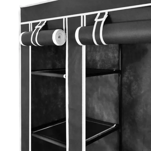 Kangast riidekapp sektsioonide ja riputustorudega, must, 45 x 150 x 176 cm – 7