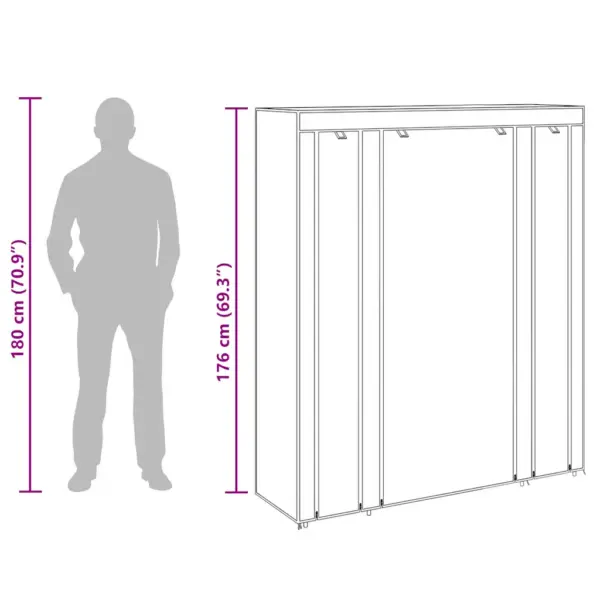Kangast riidekapp sektsioonide ja riputustorudega, must, 45 x 150 x 176 cm – 10