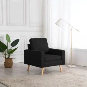 Must kangast tugitool padjade ja toekast männipuidust raamiga, 77 x 71 x 80 cm