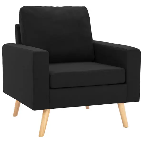 Must kangast tugitool padjade ja toekast männipuidust raamiga, 77 x 71 x 80 cm – 2