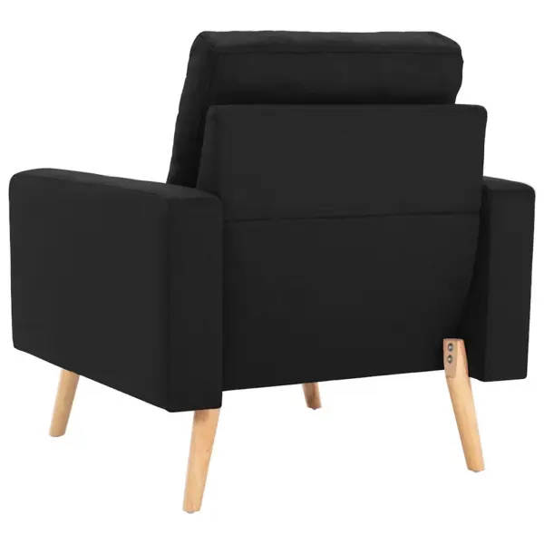 Must kangast tugitool padjade ja toekast männipuidust raamiga, 77 x 71 x 80 cm – 5