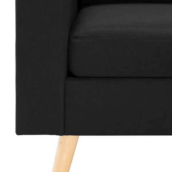 Must kangast tugitool padjade ja toekast männipuidust raamiga, 77 x 71 x 80 cm – 6