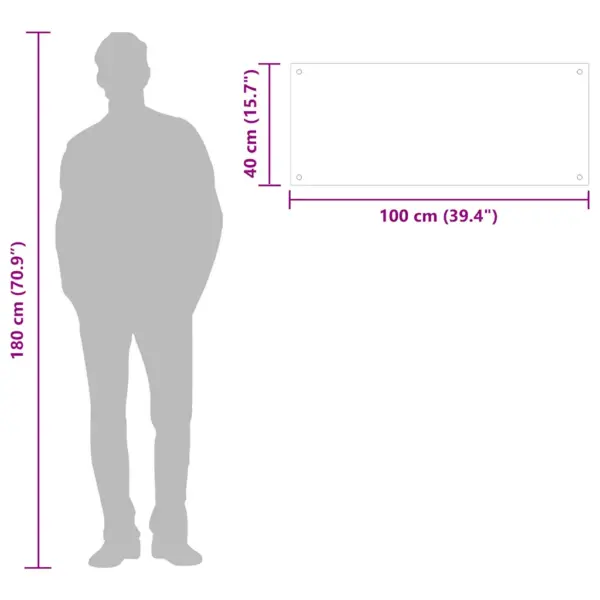 Must karastatud klaasist köögi pritsmekaitse 100 x 40 cm – 11