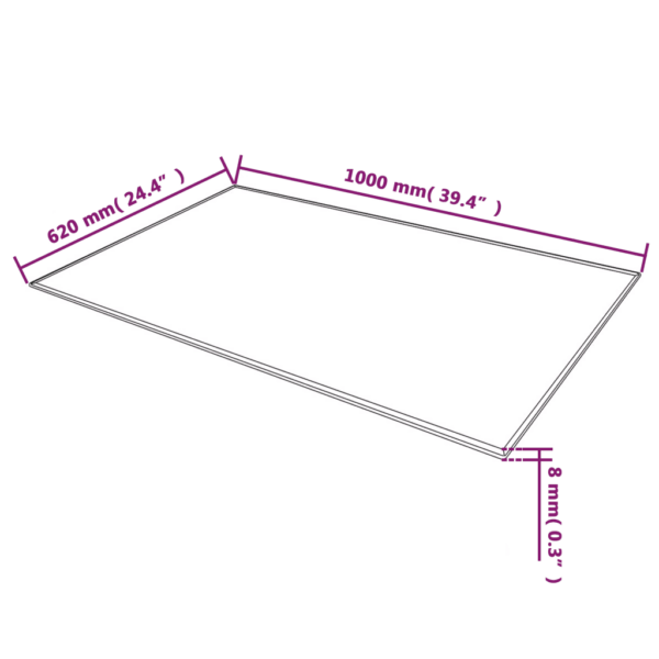 Must ristkülikukujuline lauaplaat karastatud klaasist, 100 x 62 cm, 8 mm – 4