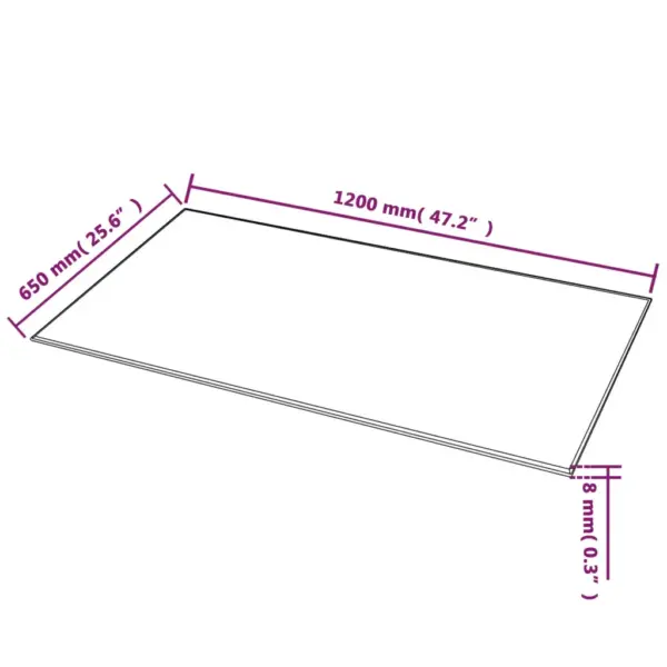 Ristkülikukujuline must karastatud klaasist lauaplaat, 120 x 65 cm – 4