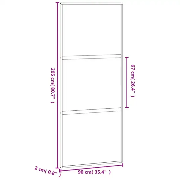 Must karastatud klaasist liuguks alumiiniumraamiga, 90 x 205 cm – 9