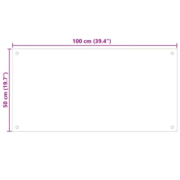 Must karastatud klaasist köögi pritsmekaitse, 100 x 50 cm, 6 mm – 10