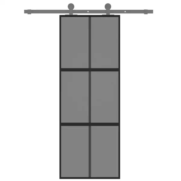 Must liuguks tumeda läbipaistva karastatud klaasiga, alumiiniumraamiga, 76 x 205 cm – 3