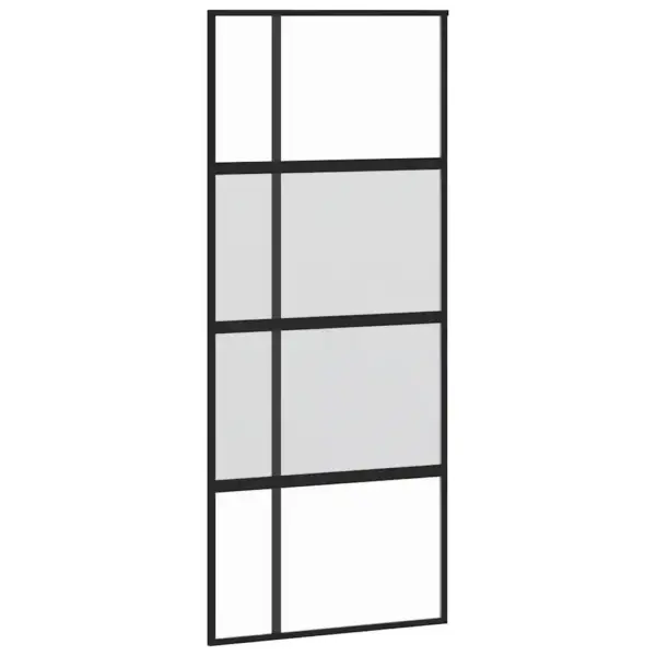 Must liuguks karastatud klaasist ja alumiiniumraamiga, matt ja läbipaistev klaas, 90 x 205 cm – 2