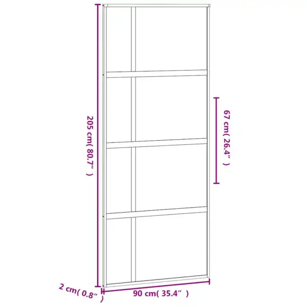 Must liuguks karastatud klaasist ja alumiiniumraamiga, matt ja läbipaistev klaas, 90 x 205 cm – 8
