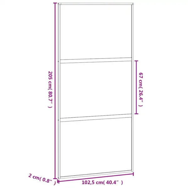 Must liuguks karastatud klaasist ja alumiiniumraamiga, matt ja läbipaistev, 102,5 x 205 cm – 9