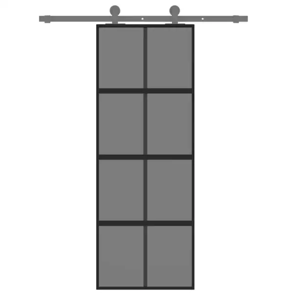 Must klaasist lükanduks alumiiniumraamiga, 76 x 205 cm, tume läbipaistev – 3