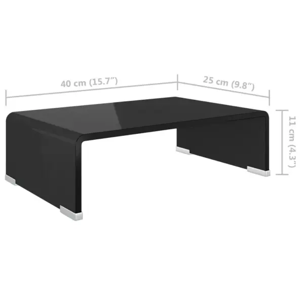 Must klaasist monitori- ja telerialus, 40 x 25 x 11 cm, karastatud klaas 8 mm - 6