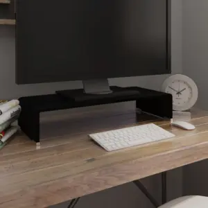 Must klaasist monitori- ja telerialus 60 x 25 x 11 cm