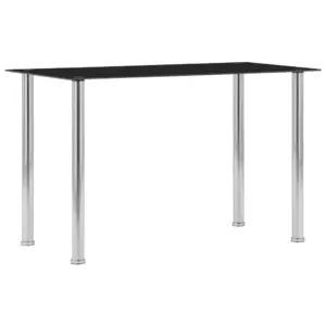 Must karastatud klaasist söögilaud roostevabast terasest raamiga, 120 x 60 x 75 cm