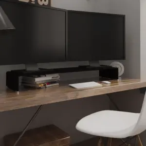 Must klaasist teleri- ja monitorialus, 110 x 30 x 13 cm