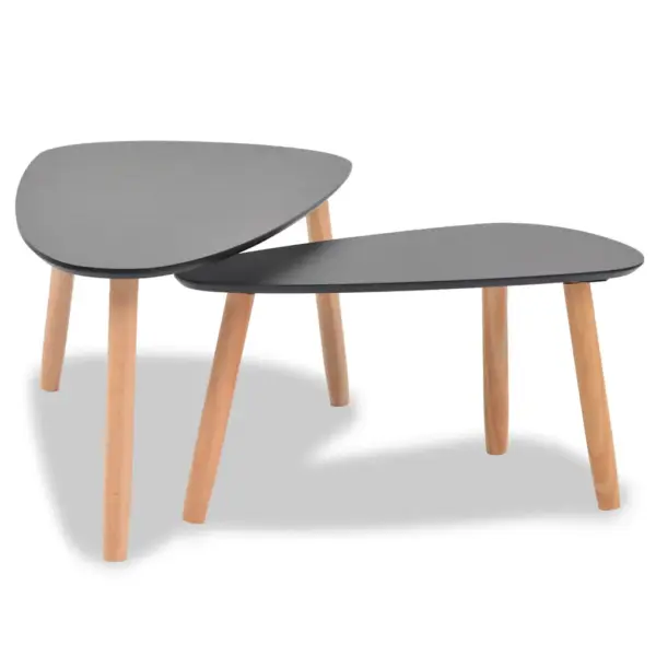 Kohvilaudade komplekt 2 tk, must, männipuidust jalad ja MDF lauaplaat – 4