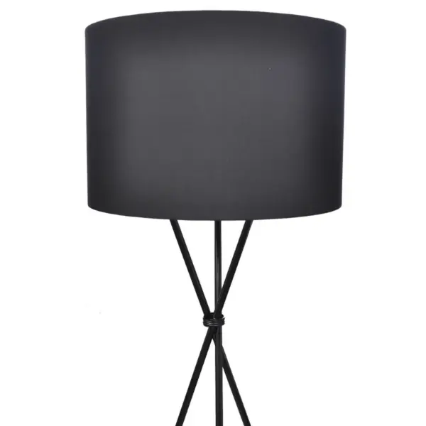 Must kolmjalgne põrandalamp kangaskupliga, jalalülitiga, 380 x 380 x 1390 mm – 2