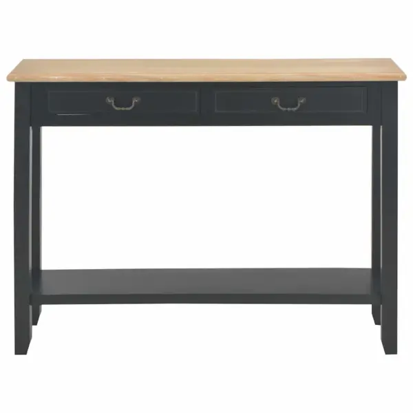 Konsoollaud kahe sahtli ja riiuliga, must/naturaalse puidu toon, 110 x 35 x 80 cm – 3