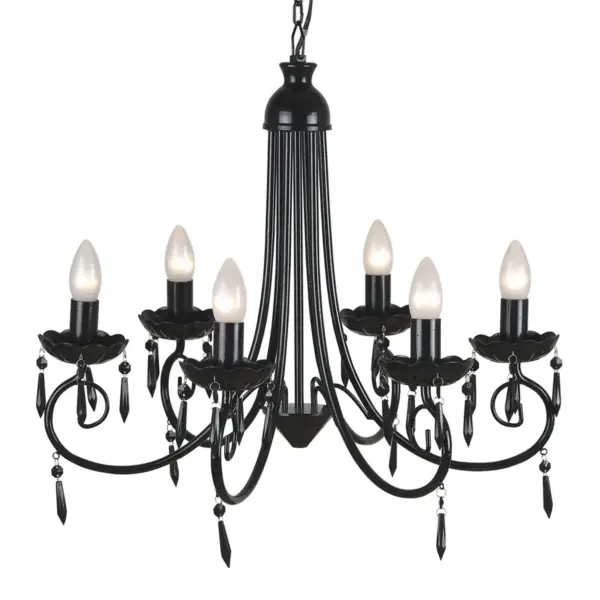 Must kristallidega lühter 6xE14, akrüülist ripatsid, 55,5 cm – 4