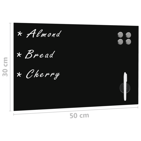 Seinakinnitusega kuivpuhastatav klaasist magnettahvel, must, 50 x 30 cm – 5